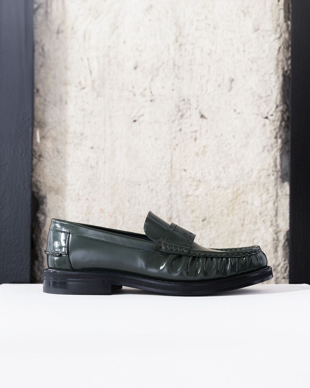 Christian Loafer Polished Olive, mocassino uomo - Stefano Mugnai